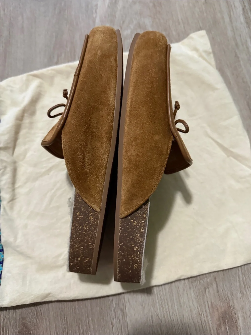 Tory Burch Chestnut Brown Suede Shearling-Lined Mules